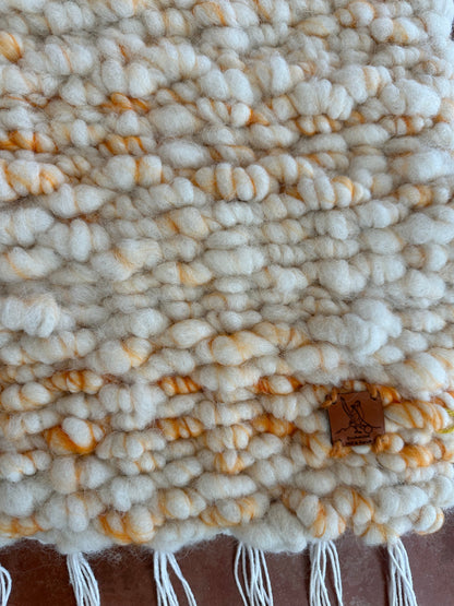 Rustic Ranch Alpaca Rug-white and orange