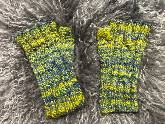 Fingerless Gloves-Blue/yellow
