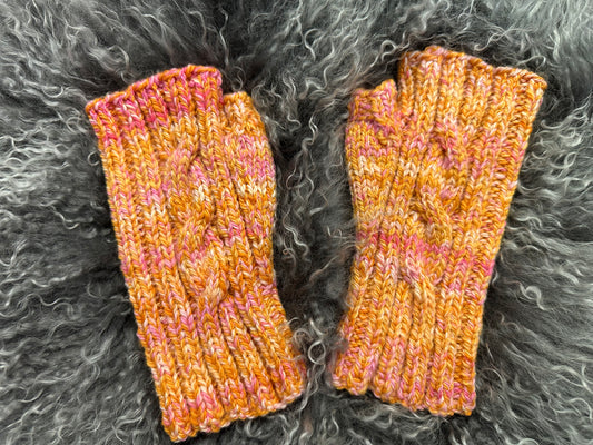 Fingerless Gloves-Orange/Pink