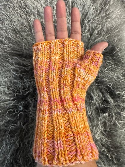 Fingerless Gloves-Orange/Pink